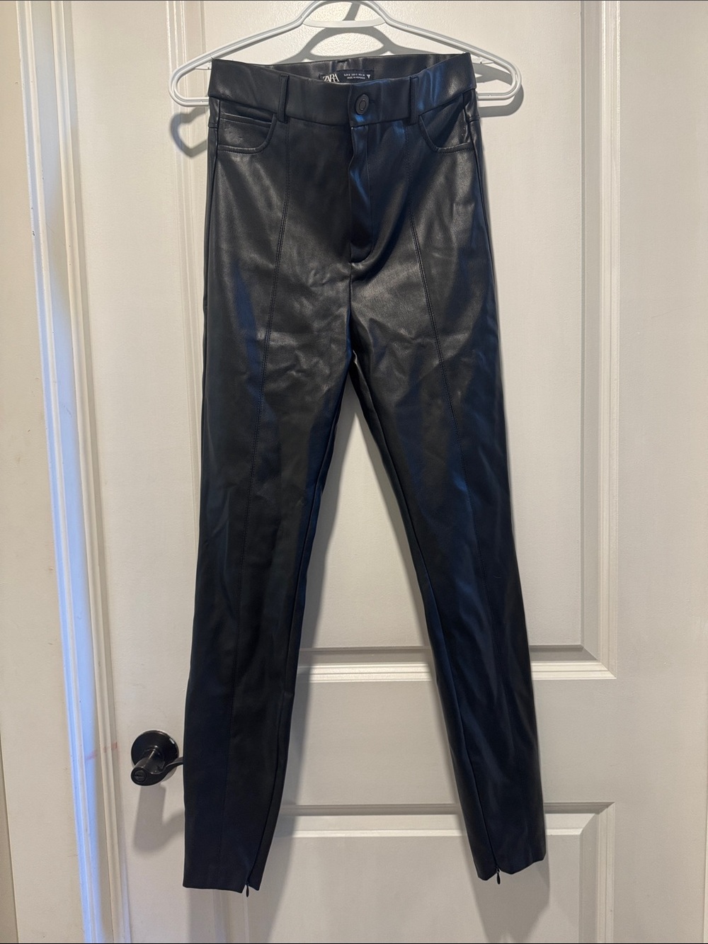 Zara Black Faux Leather Slim-Fit Pants